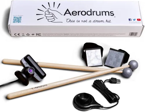 Miniatura 3 de Aerodrums Juego de batería electrónica portátil, baquetas de aire, pedales y cámara de baja latencia, más silencioso que las almohadillas