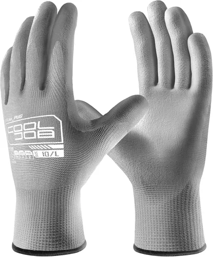 Miniatura 7 de COOLJOB Paquete de 12/60 pares de guantes de trabajo de seguridad a granel con revestimiento de poliuretano de agarre, guantes de punto sin costuras
