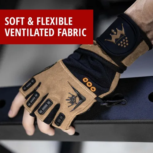Miniatura 7 de Crown Gear Guantes de levantamiento de pesas para entrenamiento de entrenamiento Crossfit, guantes de fisicoculturismo para hombres o mujeres, lo