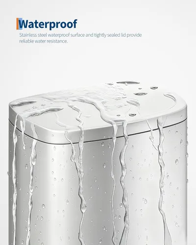 Miniatura 6 de Garvee Cubo de basura de acero inoxidable para cocina, de 13 galones / 50 L, gran capacidad, cubo de basura de metal inoxidable con tapa de cierre