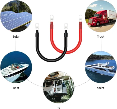 Miniatura 6 de ELFCULB Cable de batería de calibre 4, cable de soldadura de cobre estañado de 1 pie con lengüetas de 3/8 pulgadas para batería solar de automóvil