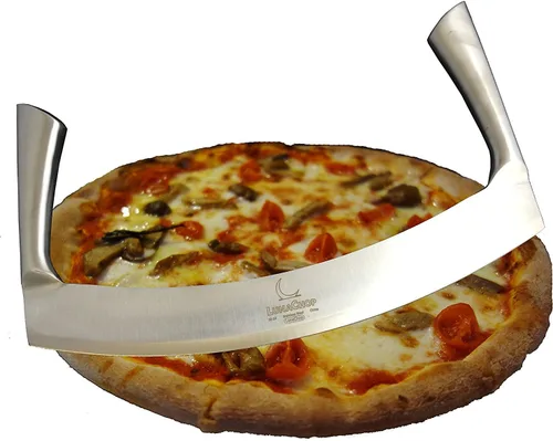 Miniatura 2 de Mezzaluna - Cuchillo para picar verduras para ensalada picada, cuchillo industrial para pizza (hoja de 14 pulgadas)