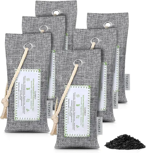 Miniatura 8 de CLEVAST - Bolsas purificadoras de aire de carbón de bambú (4 x 7.05 oz), eliminan olores y humedad, bolsas purificadoras de aire fresco natural