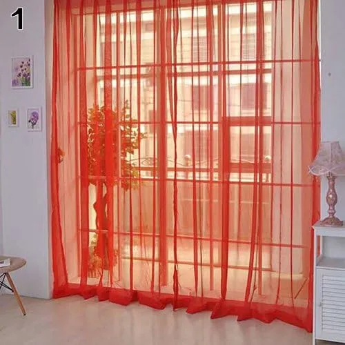 Miniatura 10 de Cenefas de Gauzy ligeras Cortina de ventana de puerta Cortina Sheer Home Wedding Decor - Negro