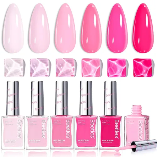 Miniatura 16 de Beetles - Juego de esmaltes de uñas pastel, 6 colores, rosa, azul, amarillo, nude, rosa, morado, juego de esmalte de uñas de secado rápido, secado