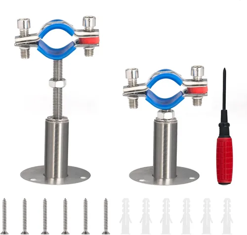 Miniatura 12 de 2 unidades de soportes de tubo para montaje en pared y en techo, de acero inoxidable 304, adecuados para tubos con diámetro exterior de 1-1/2