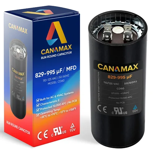 Miniatura 16 de 108-130 uf 108/130 MFD 110-125 VCA Voltios CD60 Condensador de arranque de motor redondo 50/60 Hz AC Eléctrico - Compatible con condensadores