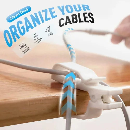 Miniatura 3 de Organizador de cables para organizar cables, soporte para clips de cable con agarre fuerte, organizador de cables para gestión de cables de Negro