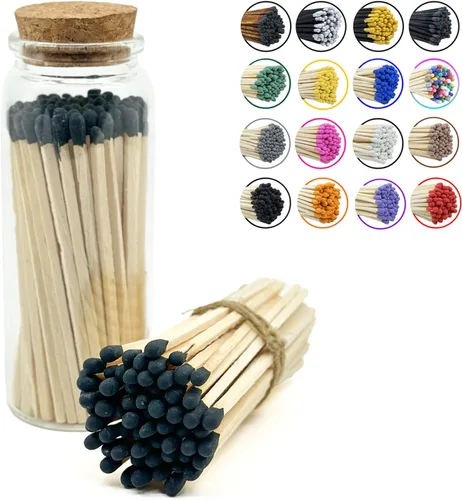 Miniatura 35 de Chandler Studio Fósforos en un frasco Más de 60 cerillas Fósforos decorativos con almohadilla de encendido Encendedor de velas largo
