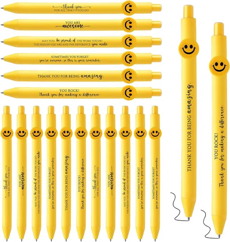 Miniatura 8 de Fuutreo 50 bolígrafos divertidos, regalos de agradecimiento a los empleados, cara sonriente, compañeros de trabajo, citas motivacionales, bolígrafos