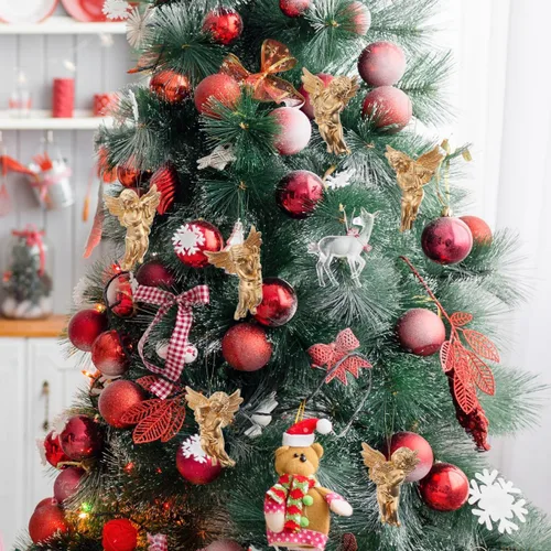 Miniatura 7 de PRETYZOOM 24 adornos de árbol de ángel de Navidad de 2.4 pulgadas, querubín de ángel, decoración para colgar, decoración de Navidad, invierno