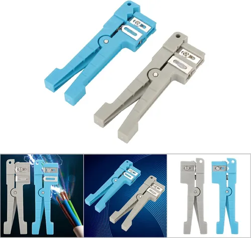 Miniatura 2 de Bewinner Kit profesional de pelacables de fibra óptica y pelacables coaxiales, 45-162 y 45-163 para cortar eficientemente, multimodo y varias