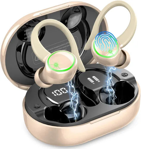 Matast Auriculares inalámbricos, auriculares Bluetooth deportivos, auriculares de fitness bajo para gimnasio, correr, auriculares impermeables IP7