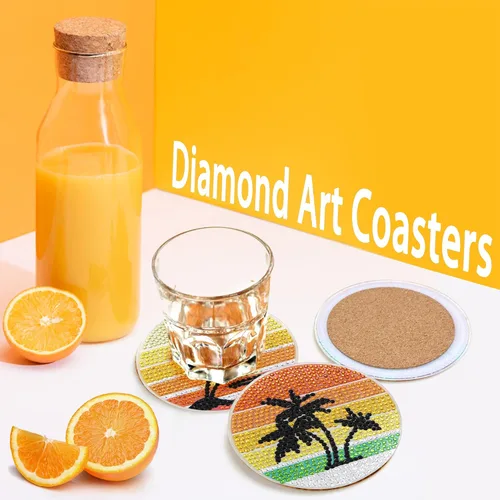 Miniatura 4 de UiSdfuy 8 posavasos de diamante con soporte, kits de arte de diamantes para adultos, niños y principiantes, suministros de manualidades de bricolaje