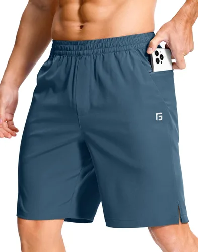 Miniatura 37 de GGJ Pantalones cortos deportivos ligeros para hombre con 2 bolsillos con cremallera de 7/5/9 pulgadas, pantalones cortos de tenis de secado rápido