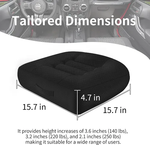 Miniatura 3 de Cojín de asiento ajustable en altura, 15.7 x 15.7 x 4.7 pulgadas, modelo mejorado con altura ajustable, tela de malla de nailon transpirable, diseño