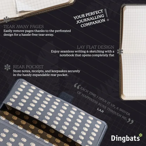 Miniatura 5 de Dingbats* - Cuaderno de bolsillo con puntos A6 de vida silvestre - Diario pequeño de tapa dura de piel sintética para trabajo, viajes, bolsillo