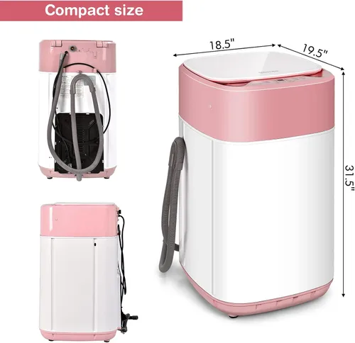 Miniatura 5 de COSTWAY Lavadora Portátil, Capacidad de 8 Libras, Bomba de Drenaje Integrada, Lavadora Compacta de Lavandería con 6 Programas, 6 Niveles de Agua