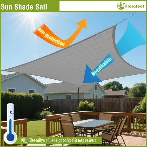 Miniatura 5 de Toldo parasol rectangular de 12 x 24 pies para patio, patio trasero, tela permeable para césped, jardín, actividades al aire libre, color gris claro