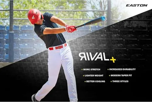 Miniatura 4 de Easton Rival+ Pantalón de béisbol de largo completo, ajuste semirrelajado, tallas para adultos, unicolor o ribeteados