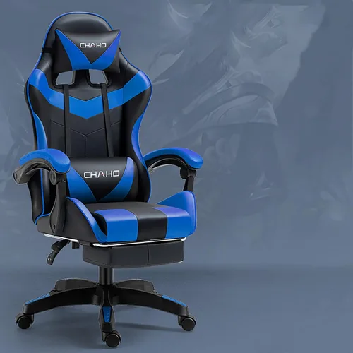 Miniatura 15 de KEUVEN Silla para videojuegos, silla de computadora con reposapiés y soporte lumbar, silla de juego ajustable en altura con asiento giratorio