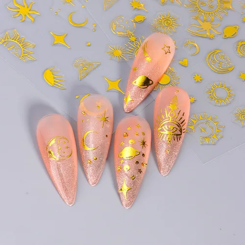 Miniatura 3 de Calcomanías de arte de uñas alienígenas, astronauta, tierra, luna, estrella, ovni ojos de cohete, diseños de calcomanías autoadhesivas para uñas