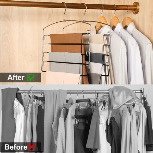 Miniatura 3 de TOPIA HANGER Perchas para Pantalones que Ahorran Espacio Paquete de 3 Perchas para Pantalones de Yoga Leggings para Closet Antideslizantes de 5