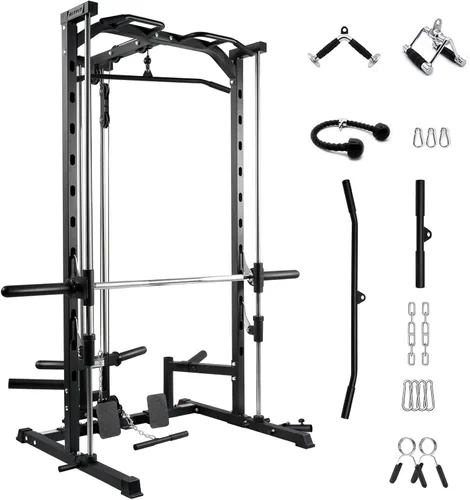 Miniatura 14 de RitFit Smith - Estante de potencia para máquina con sistema LAT-Pull Down, minas terrestres, barra de barra, clavijas de almacenamiento de placas