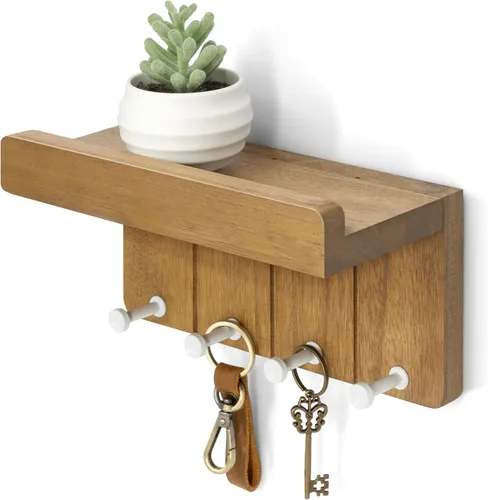 Miniatura 25 de Rebee Vision Soporte de Pared para Llaves Estilo Granja - Organizador de Correo Decorativo con 7 Ganchos para Llaves y Estante de Pared - Decoración