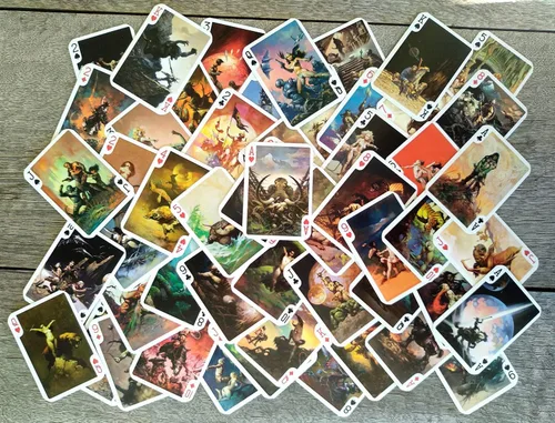 Miniatura 4 de Cartas de Juego SciFi FANSTASY (Baraja de Póquer 54 Cartas Todas Diferentes) Vintage Retro Fantasy SciFi Portadas de Revistas Arte Cómic de Frank