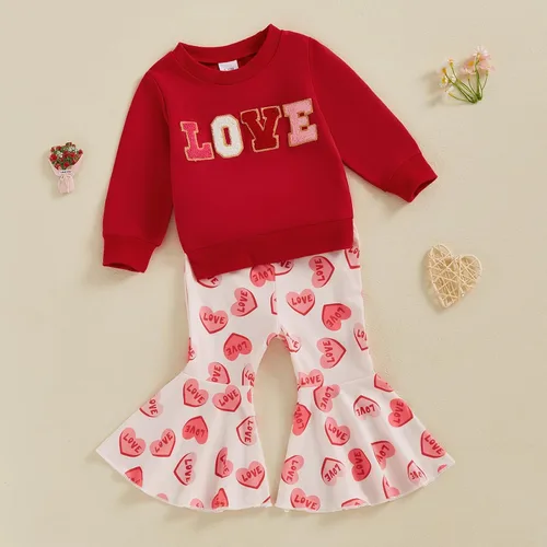 Miniatura 10 de Gueuusu Conjunto de ropa de manga larga para bebé niña con texto en inglés "My 1st Christmas", sudadera de manga larga con pantalones acanalados