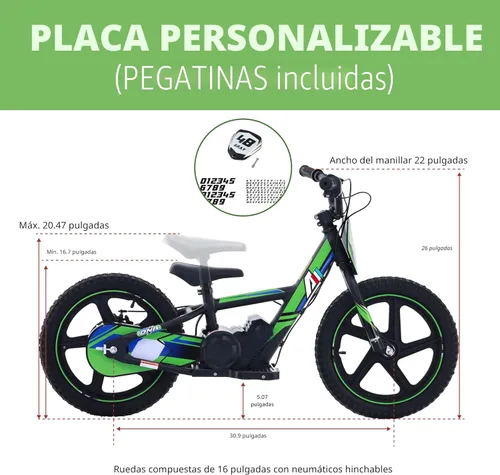 Miniatura 6 de Bicicleta eléctrica ligera AIII para niños, motocicleta eléctrica de 170/340W hasta 10/12MPH, batería desmontable de 24V, frenos duales operados a