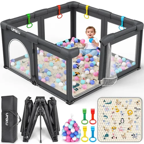 Miniatura 11 de Baby Playpen Foldable Playpen for Babies and Toddlers, Large Playpens Portable Play Pen Play Yard for Kids Fence Indoor Outdoor Travel 4 Handlers 50
