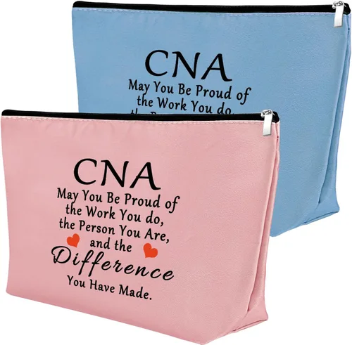 Miniatura 15 de Mxrymvu Regalos de la semana de CNA Bolsas de maquillaje Regalos de agradecimiento CNA, 2 piezas beige.