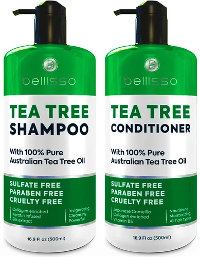 Miniatura 2 de BELLISSO Juego de champú y acondicionador de aceite de árbol de té y aceite de árbol de té, máscara para el cabello y aceite de árbol de té suero