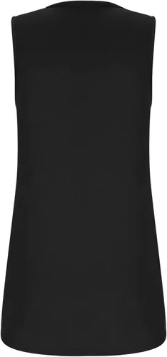 Miniatura 7 de STYESH Camiseta sin mangas plisada con encaje frontal para mujer, cuello redondo, sin mangas, blusa sin botones