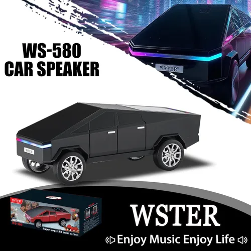 Miniatura 2 de Altavoz de reproducción Bluetooth futurista con pantalla LED, audio portátil de estilo futuro con enlace TWS, radio FM, iluminación LED y micrófono
