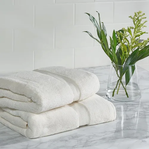 Miniatura 2 de SAFAVIEH Home Collection - Juego de 2 toallas de baño (100% algodón, 27 x 54 pulgadas), color marfil