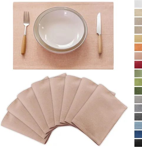 Miniatura 32 de Demetex Juego de 4 manteles individuales de lino resistentes al calor, manteles individuales de arpillera para comedor, cocina, banquete, lino claro