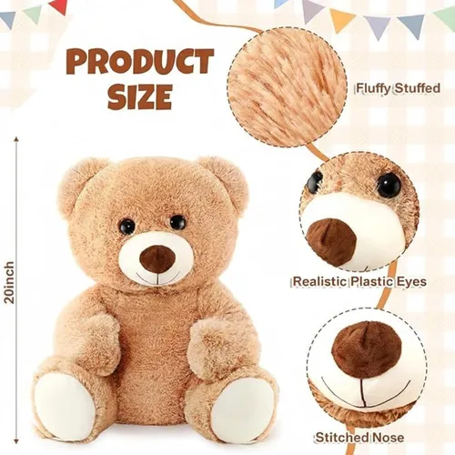 Miniatura 3 de Jenaai - Oso de peluche grande de 20 pulgadas, suave, grande, para niños, niñas, baby shower, boda, novia, regalo de cumpleaños, decoración