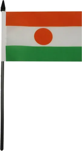 Miniatura 190 de AZ FLAG Sierra Leone Bandera de mesa 5'' x 8'' - Bandera de escritorio de Sierra Leona 21 x 14 cm - Bastón y base de plástico negro