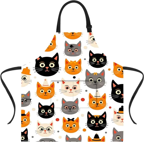 Miniatura 65 de ANNA QUEEN Delantal de Feliz Navidad para mujeres y hombres con bolsillos, delantal de muñeco de nieve, delantal de cocina ajustable para cocinero