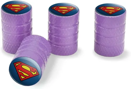 Miniatura 11 de Tapas de Vástago de Válvula de Llanta de Aluminio con Logo del Escudo Clásico de Superman Azul