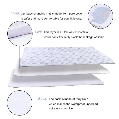Miniatura 2 de Cambiador de pañales grande para bebé, algodón suave e impermeable, almohadilla cambiadora para bebé de 27.5 x 37.5 pulgadas, protector de sábana