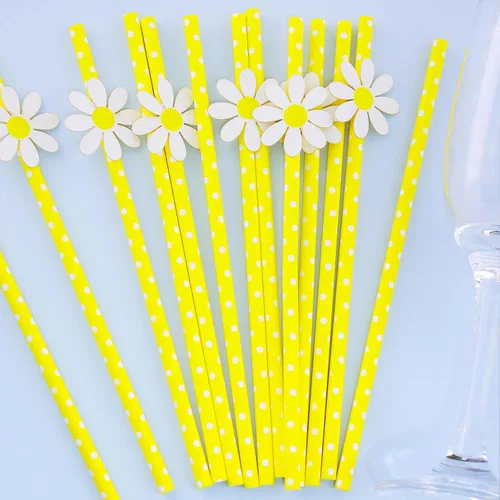 Miniatura 6 de 50 popotes de papel de margaritas desechables, pajitas de margaritas para hojas de otoño, bodas, baby shower, suministros de fiesta de cumpleaños