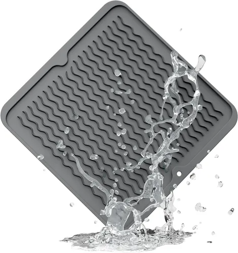 Miniatura 75 de ZLR 2 bandejas de silicona para fregadero (6 x 12 pulgadas/6.024 x 12.008 in) - Soporte estrecho para esponja para encimera de cocina - Tapete Negro