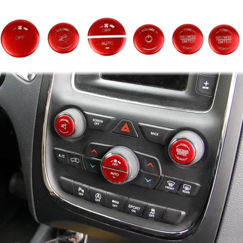 Miniatura 8 de Interruptor de aire acondicionado de aleación de aluminio, botón de CD, cubierta de parche de luz permeable para Dodge Durango 14-20 15-22 Dodge Azul
