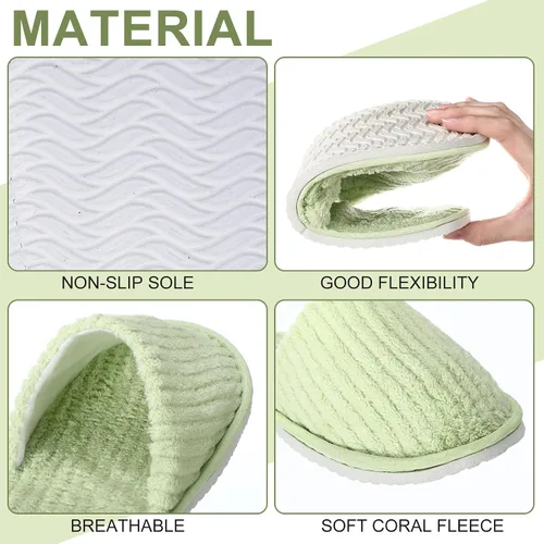 Miniatura 5 de Panitay 20 pares de pantuflas de spa reutilizables para invitados, lavables con triple capa de forro polar coral para el hogar, interiores, hoteles