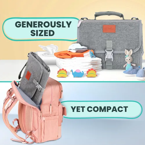 Miniatura 7 de Cambiador portátil para bebé – Cambiador de pañales portátil suave y cómodo con bolsillos para toallitas, impermeable y fácil de limpiar – Búsqueda