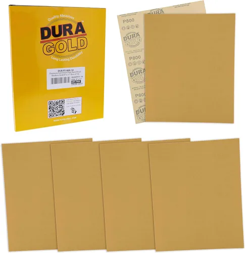 Miniatura 16 de Dura-Gold Papel de lija dorado prémium de 9 x 11 pulgadas, 2 hojas de lijado de grano 320, 80, 120, 150, 220, 10 en total, para carpintería